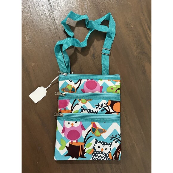 Unbranded Handbags - Women's  Crossbody Owls Owl Purse Bag  Turquoise Chevron Print